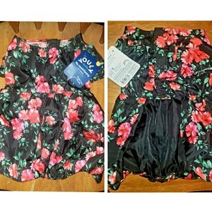 YOULY Pets Black Floral Dog Dress - Black with Red & Pink Flowers